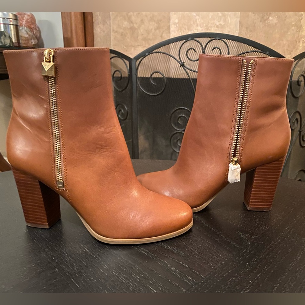 Michael Kors brown leather booties